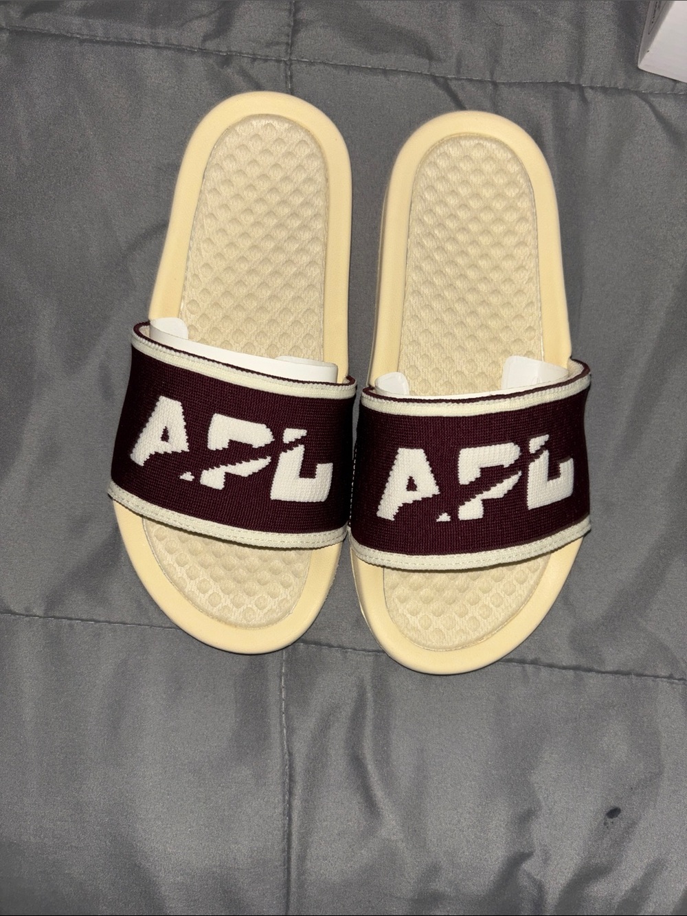 APL Maroon and Cream Slide Sandals